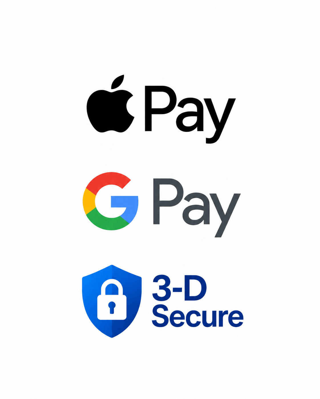 Google Pay, Apply Pay and 3DS Logo